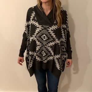 Navajo Print Pancho Sweater